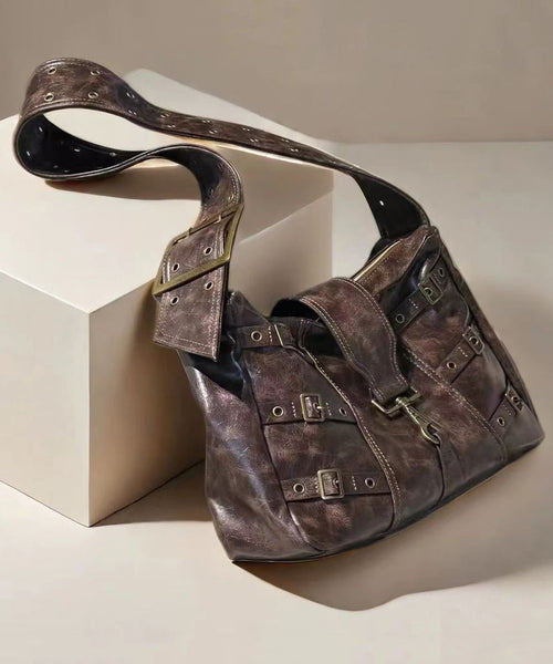 Retro Large Capacity Punk Style Wide Shoulder Strap Single Shoulder Bag MM051 Bag-BGS240620