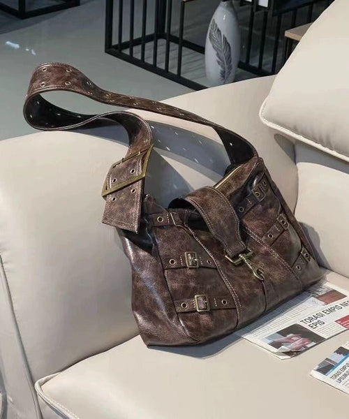 Retro Large Capacity Punk Style Wide Shoulder Strap Single Shoulder Bag MM051 Bag-BGS240620