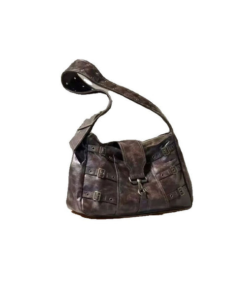 Retro Large Capacity Punk Style Wide Shoulder Strap Single Shoulder Bag MM051 Bag-BGS240620