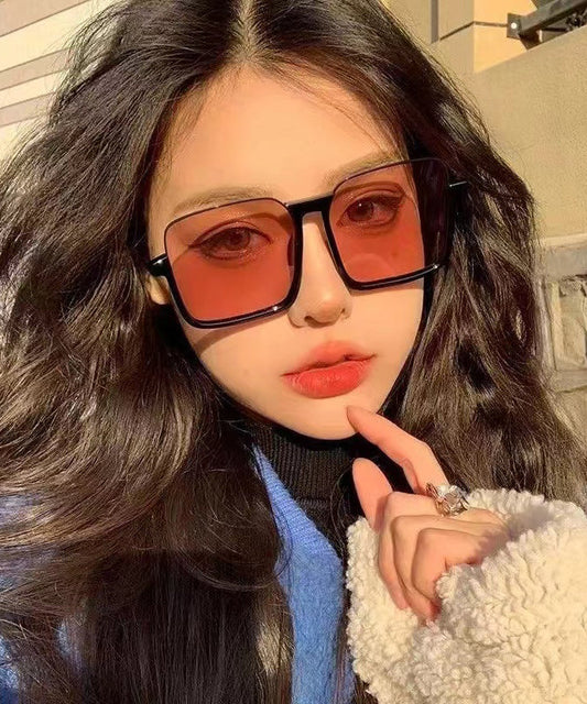 Retro Orange Large Frame Slim Face Street Photo Sunglass XS1044 Ada Fashion
