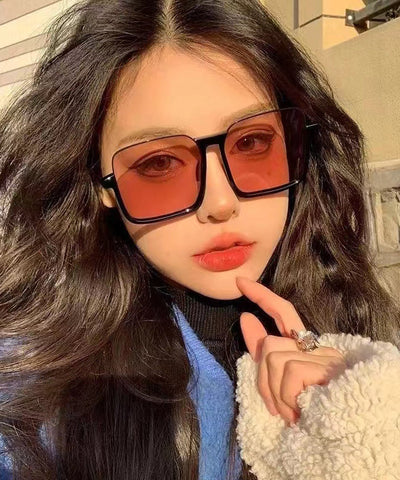 Retro Orange Large Frame Slim Face Street Photo Sunglass XS1044 Ada Fashion