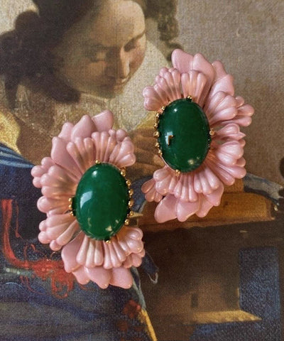 Stud Agate Sterling Pink Asymmetry Silver Earrings Retro FashionChic