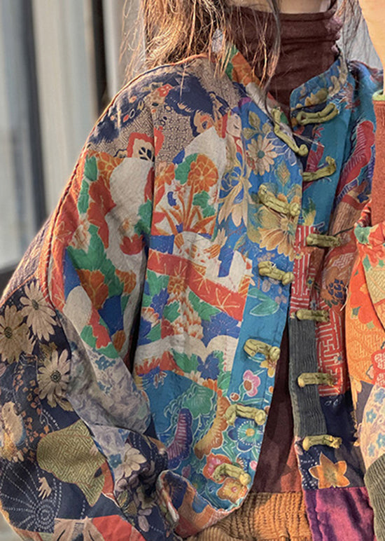 Retro Print Oriental Button Corduroy Fine Cotton Filled Coat Winter RU040 ABC