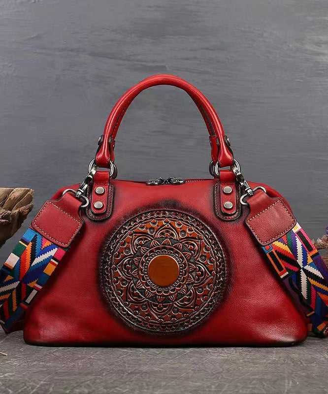 Retro Red Cowhide Women Large Capacity Handbag HJ1023 Ada Fashion