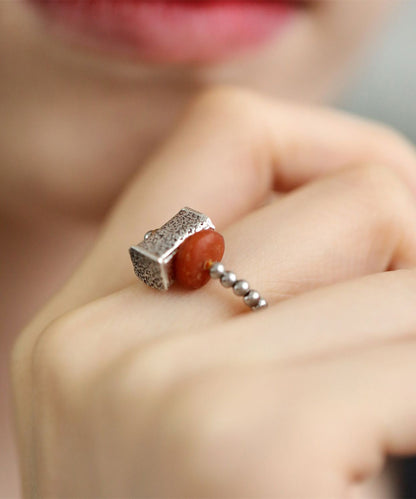 Retro Silk Sterling Silver Beads Beeswax Rings RA006 ABC