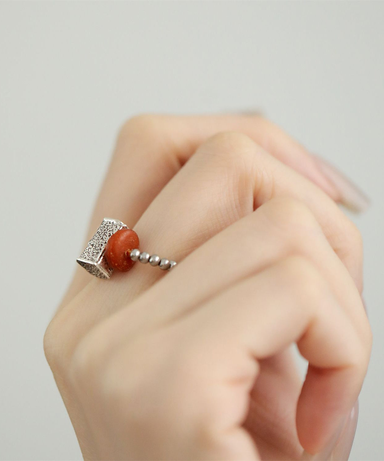 Retro Silk Sterling Silver Beads Beeswax Rings RA006 ABC