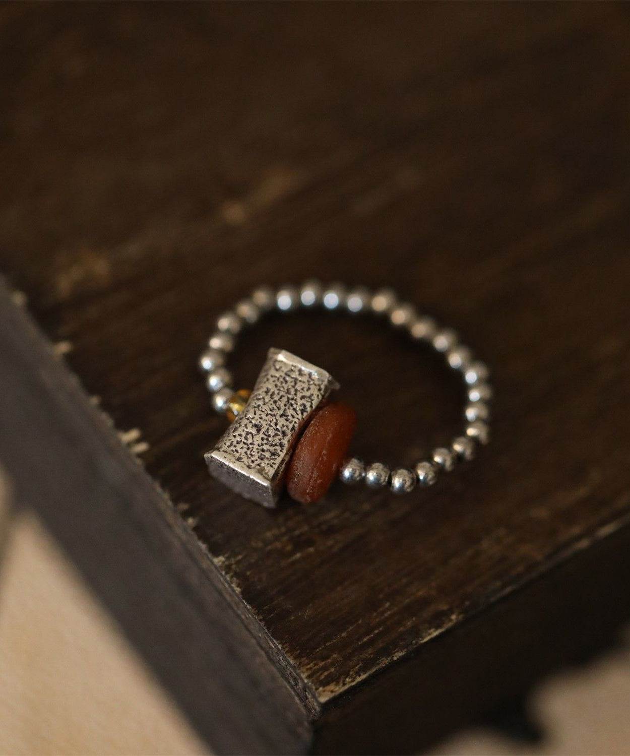 Retro Silk Sterling Silver Beads Beeswax Rings RA006 ABC