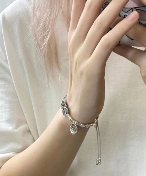 Retro Silk Sterling Silver Five Emperor Coins Tassel Charm Bracelet GH1048 Ada Fashion