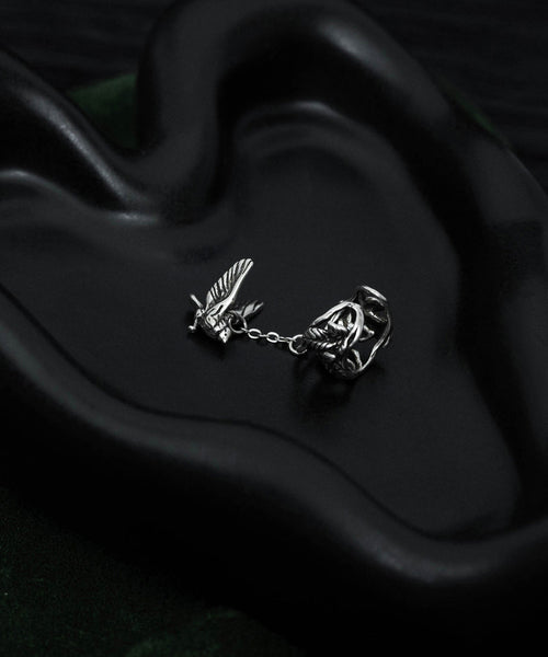 Floral Tassel Flying Sterling Out Silk Hollow Retro Bird Silver FashionChic