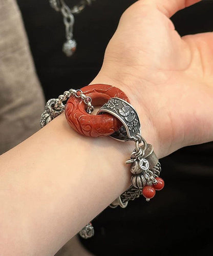 Silk Retro Gourd Butterfly Silver Chain Sterling Bracelet FashionChic