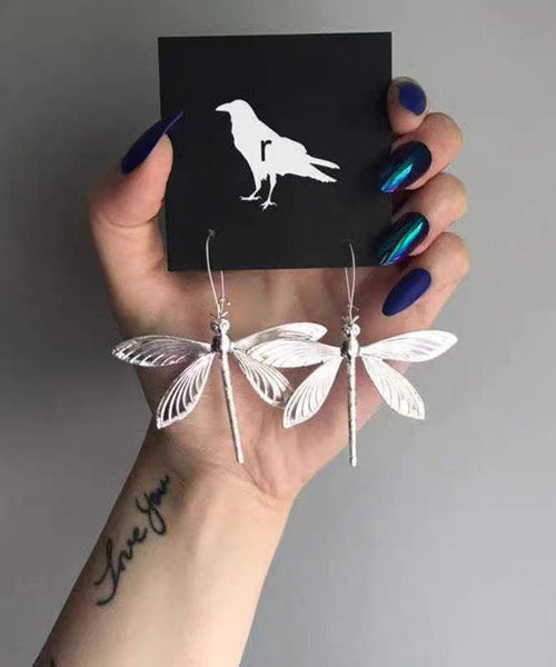 Retro Silk Sterling Silver Hollowing Out Butterfly Drop Earrings DF1022 Ada Fashion