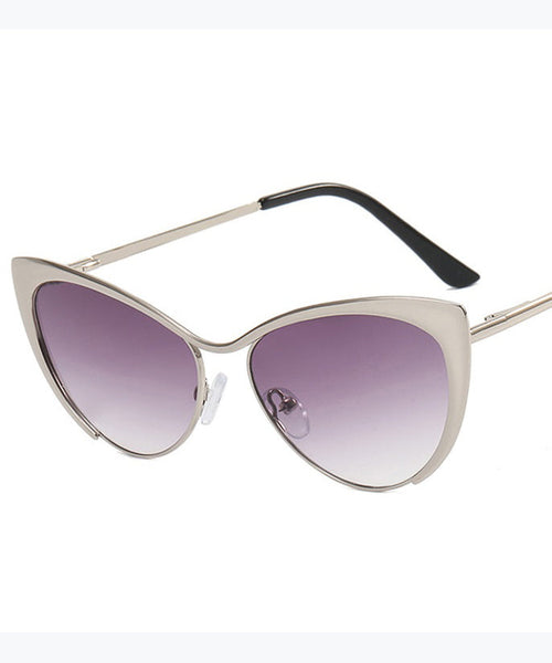 Retro Silver Edge Gradient Tea Metal Cat Eye Sunglasses XS1070 Ada Fashion