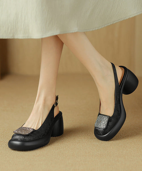 Retro Splicing Chunky Loafer Shoes Green Cowhide Leather YC006 ABC