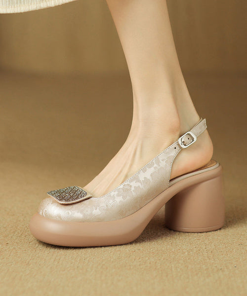 Retro Splicing Chunky Loafer Shoes Green Cowhide Leather YC006 ABC