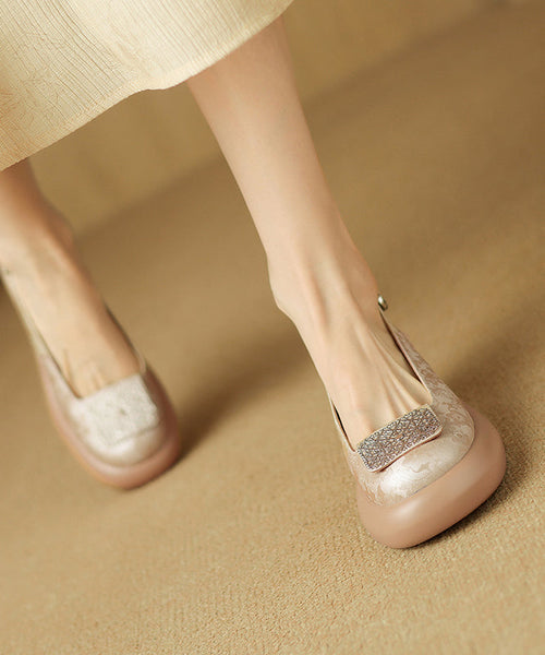 Retro Splicing Chunky Loafer Shoes Green Cowhide Leather YC006 ABC