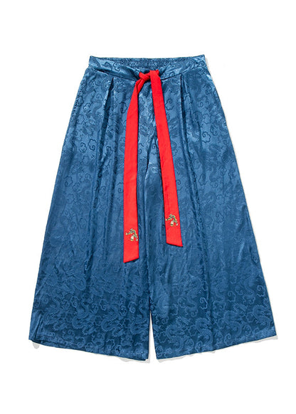 Retro Style Loose Royal Blue Wide Leg Skirt Pants For Men's Summer SA063 Men-casual-MENP240726