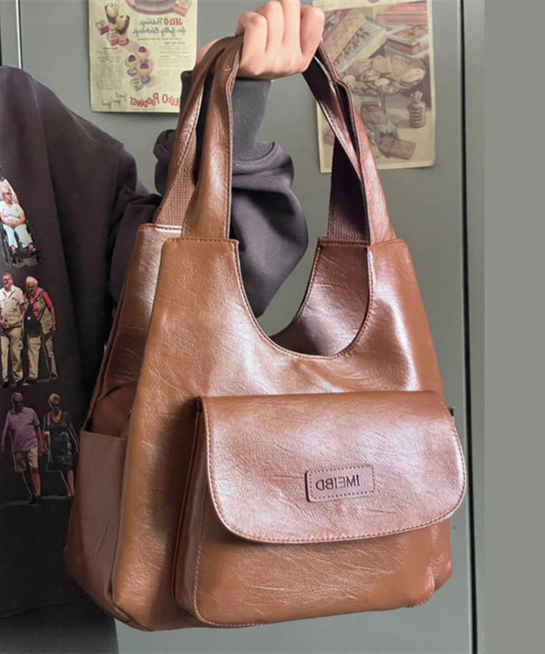 Retro Versatile Brown Large Capacity Faux Leather Satchel Handbag SX1007 Ada Fashion