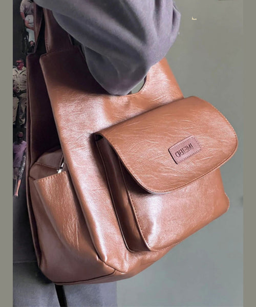 Retro Versatile Brown Large Capacity Faux Leather Satchel Handbag SX1007 Ada Fashion