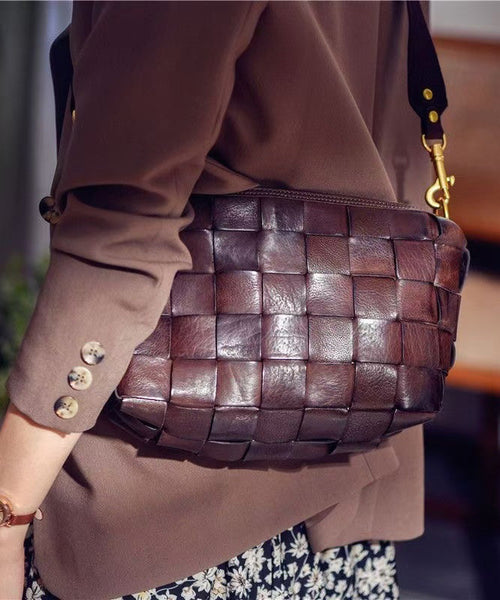 Bags Weave Design Leather Retro Shoulder FashionChic
