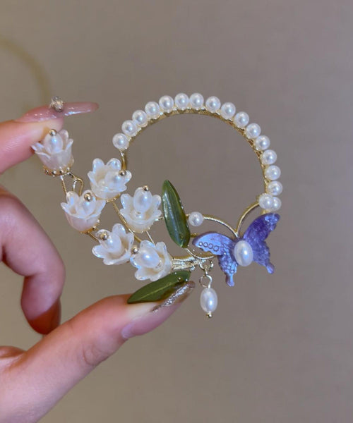 Retro White Alloy Pearl Lily Of The Valley Tassel Hairpin AB1083 Genistyle Shop