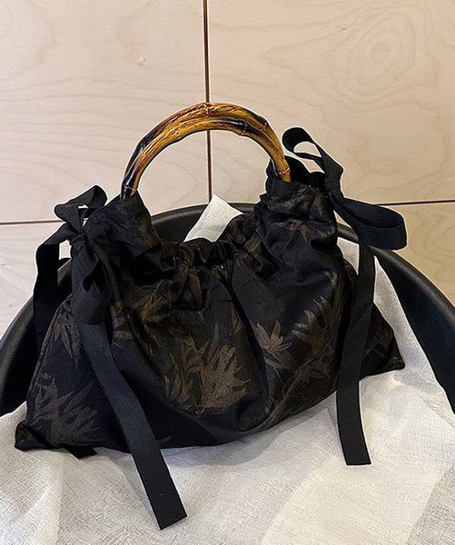 Retro Yellow Cinched Embroideried Silk Tote Handbag II032 Bag-BGS240825