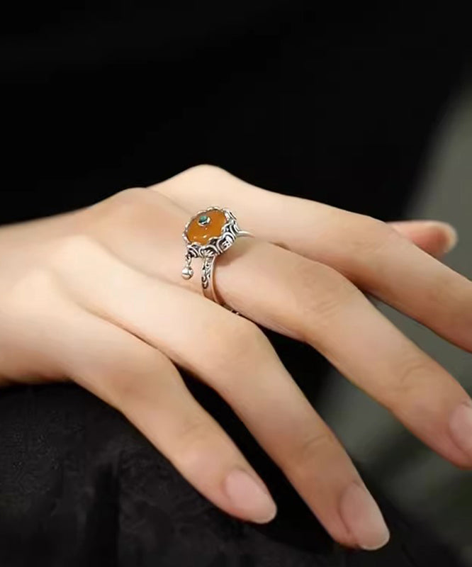 Retro Yellow Sterling Silver Jade Turquoise Rings YR004 ABC