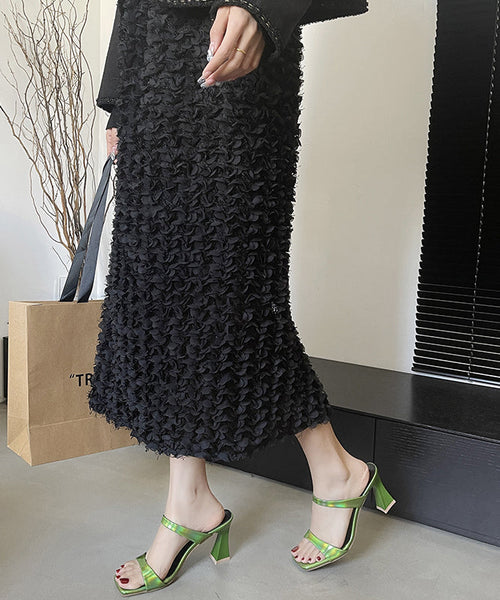 Rose Chunky Heel Faux Leather Fine Splicing Slide Sandals XC1012 Ada Fashion