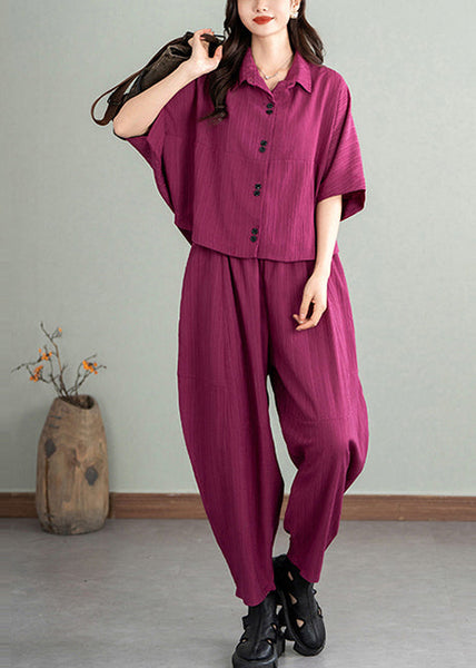 Cotton Rose Batwing Set Two Pieces Sleeve Oversized FashionChic