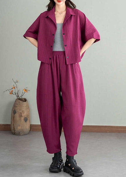 Cotton Rose Batwing Set Two Pieces Sleeve Oversized FashionChic