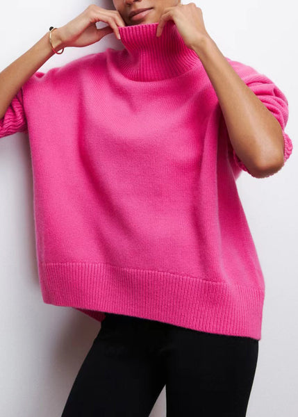 Rose Cozy Thick Turtleneck Sweaters Knit Spring FashionChic