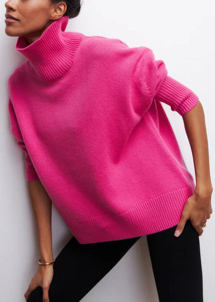 Rose Cozy Thick Turtleneck Sweaters Knit Spring FashionChic