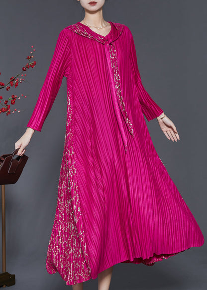 Rose Patchwork Pleated Dress Hooded Exra Large Hem Spring SD1028 Ada Fashion