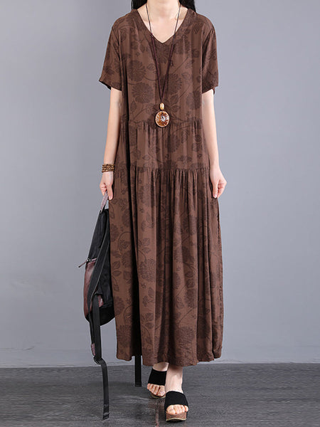 Plus Size Women Summer Artsy Flower Spliced Dress KL1024 Ada Fashion