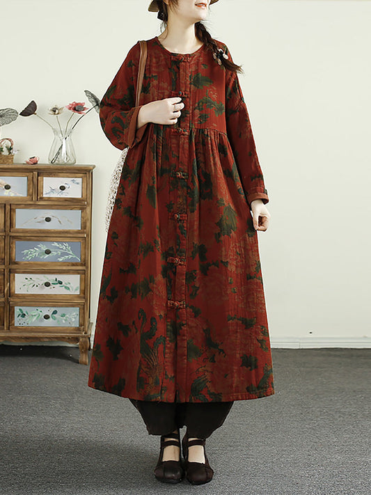 Women Ethnic Flower Button Linen Shirt Coat AI1017 ZMMM