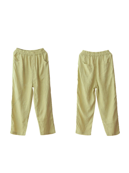 Women Summer Casual Solid Thin Ramie Harem Pants CX051 BUYKUD