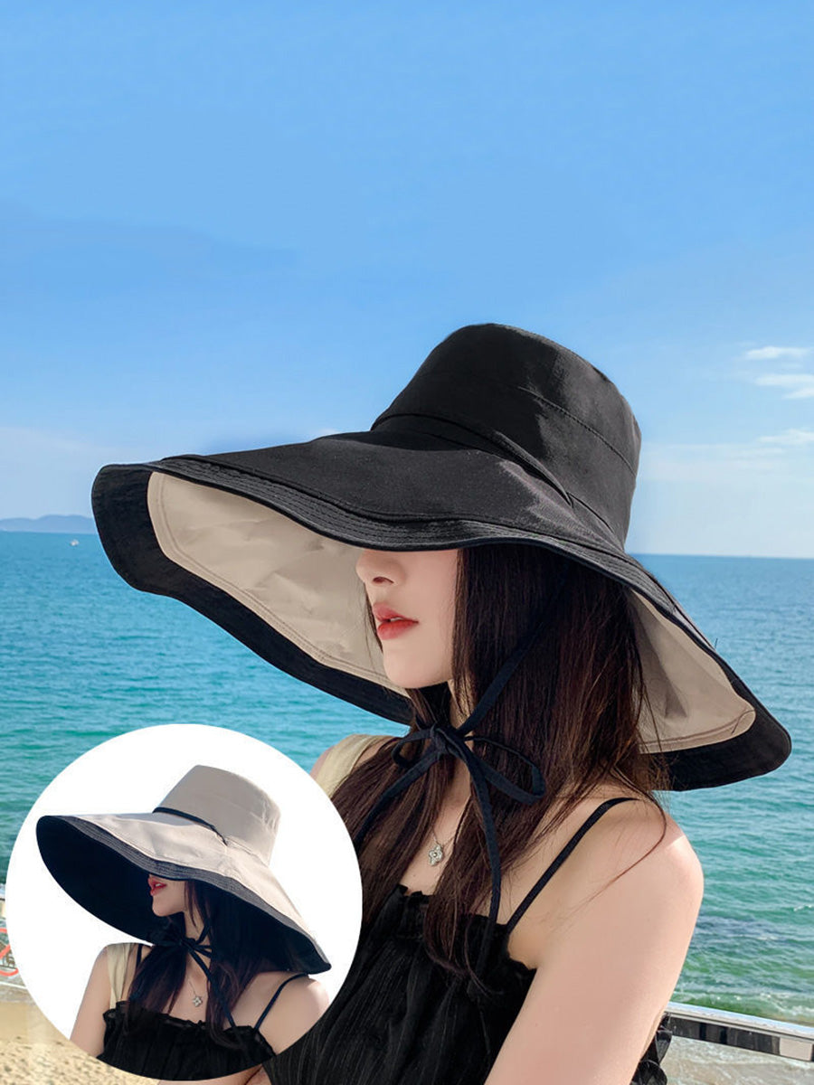 Wearing Brim Women Large Casual Hat Dual-side Sunproof FashionChic