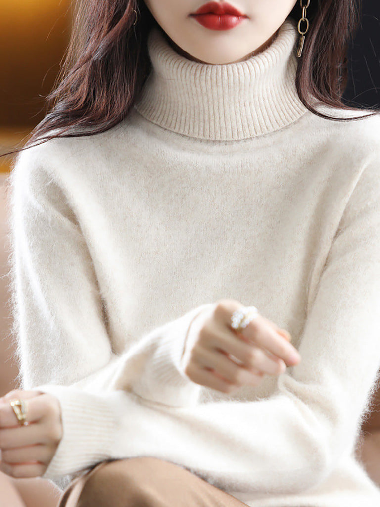 Women Autumn Casual Turtleneck Soft Cashmere Sweater AK1029 Genistyle Shop