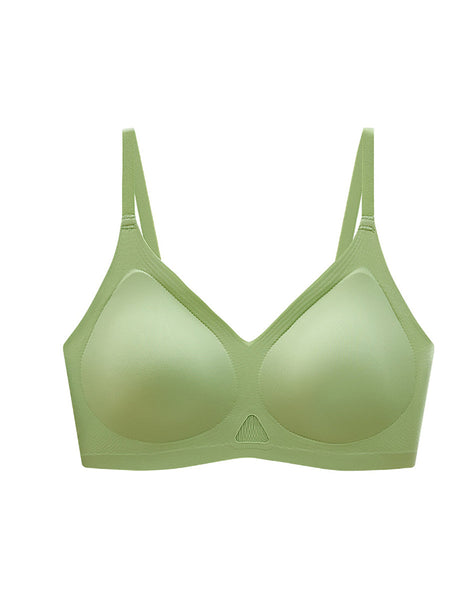 Cup Pure Artsy Fixed Color Satin Bra Women FashionChic