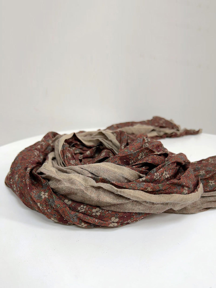 Women Vintage Floral Worn Shawl Scarf HH034 BUYKUD