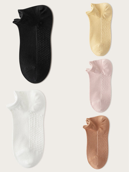 Women Color 5 Cotton Casual Pairs Socks Pure FashionChic