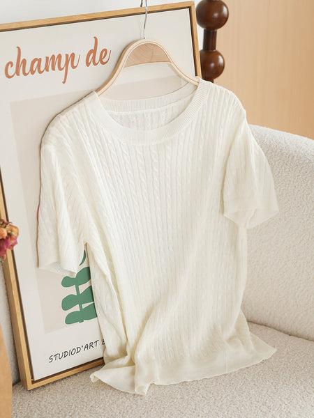Women Summer Casual Knitted O-Neck Shirt CX035 ZMMM