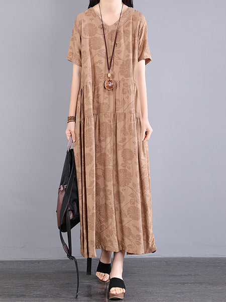 Plus Size Women Summer Artsy Flower Spliced Dress KL1024 Ada Fashion