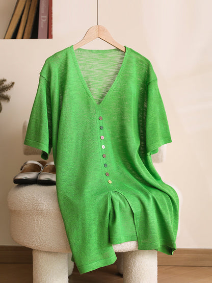 Women Casual Solid Colorful Buttom Summer Thin Shirt QW1050 Ada Fashion