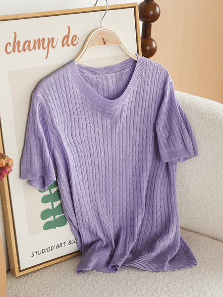 Women Summer Casual Knitted O-Neck Shirt CX035 ZMMM