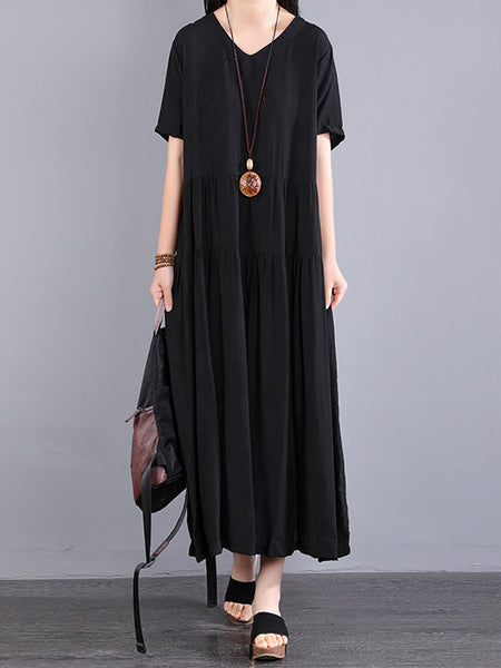 Plus Size Women Summer Artsy Flower Spliced Dress KL1024 Ada Fashion