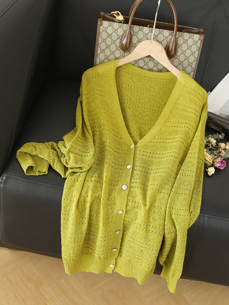 Women Spring Solid Casual V-Neck Knitted Shirt SC1009 Ada Fashion