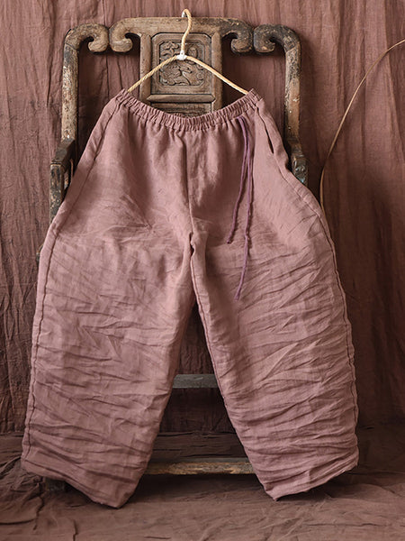 Women Autumn Casual Solid Strap Linen Bloomers AI1067 YCGS