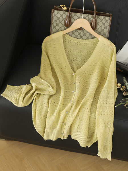 Women Spring Solid Casual V-Neck Knitted Shirt SC1009 Ada Fashion
