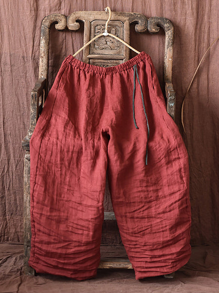 Women Autumn Casual Solid Strap Linen Bloomers AI1067 YCGS