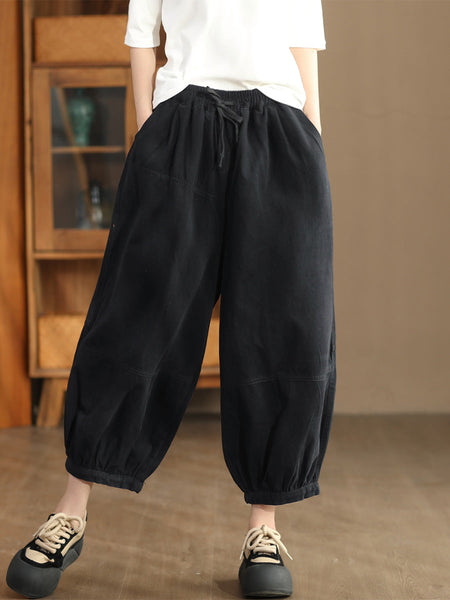Women Autumn Casual Solid Spliced Cotton Harem Pants AS1022 ZMMM